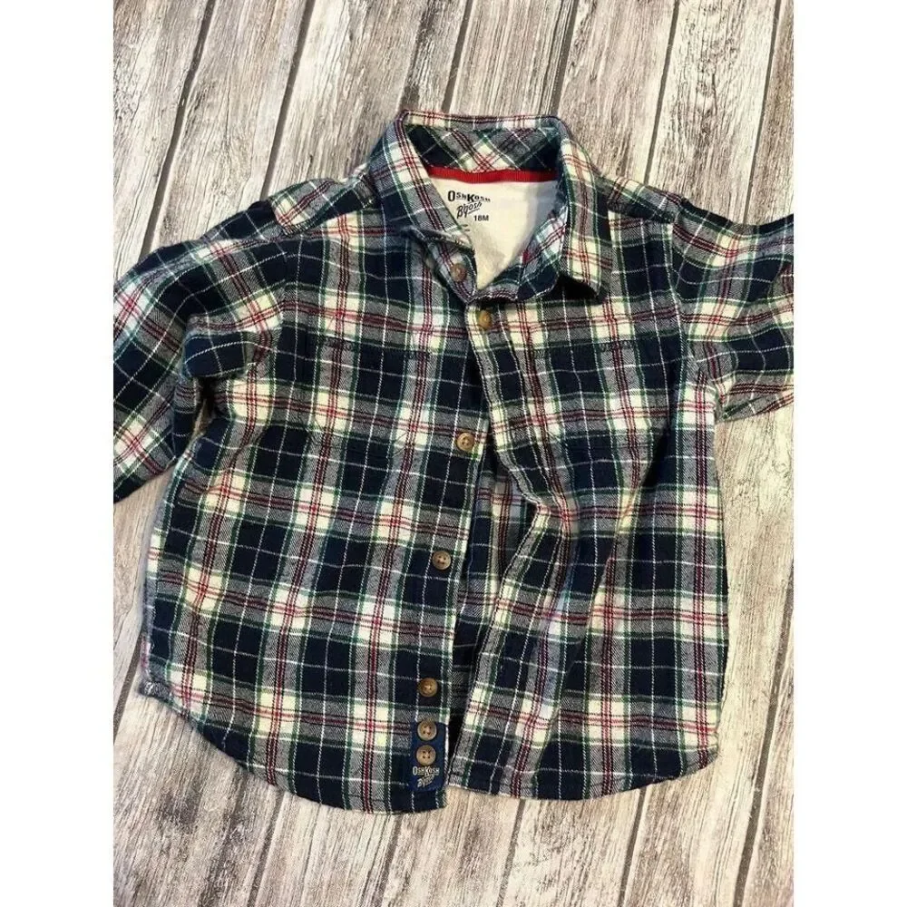 Boys Oshkosh flannel size 18‎ months long sleeve